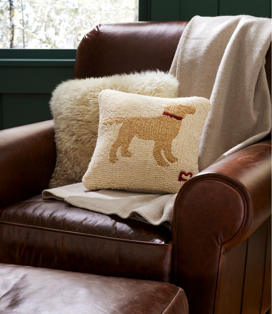 Wool Hooked Throw Pillow, Yellow Dog, 14" x 14" | L.L.Bean near me