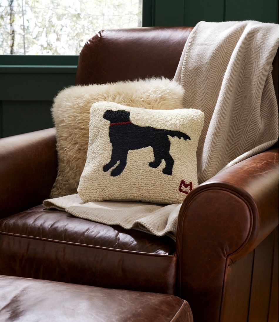 Wool Hooked Throw Pillow, Black Dog, 14" x 14" | L.L.Bean near me