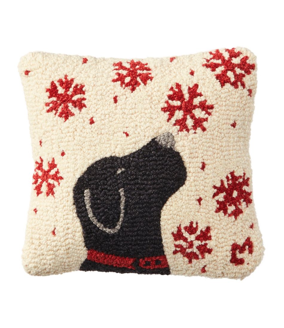 Wool Hooked Throw Pillow, Snowflake Black Lab, 14" x 14" | L.L.Bean on sale