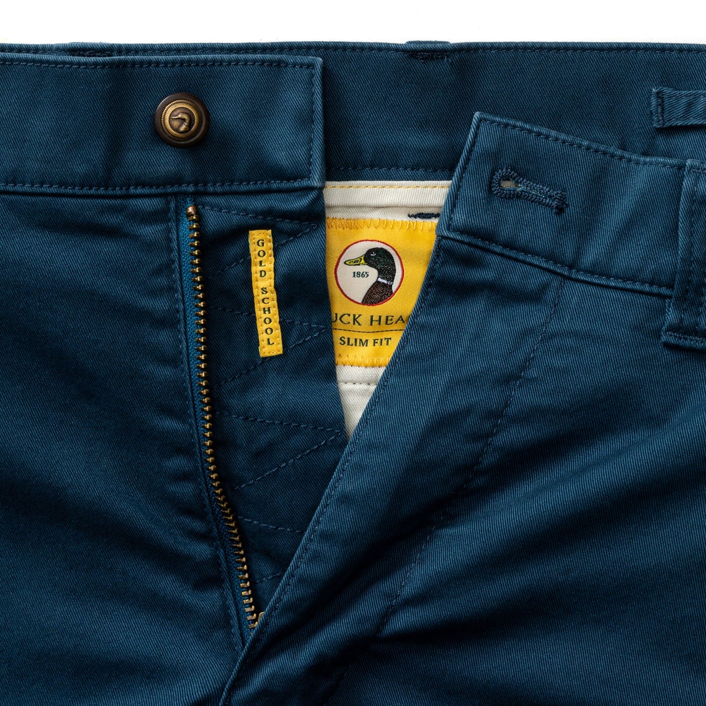 Duck Head Slim Fit Gold School Chino - Mallard Blue