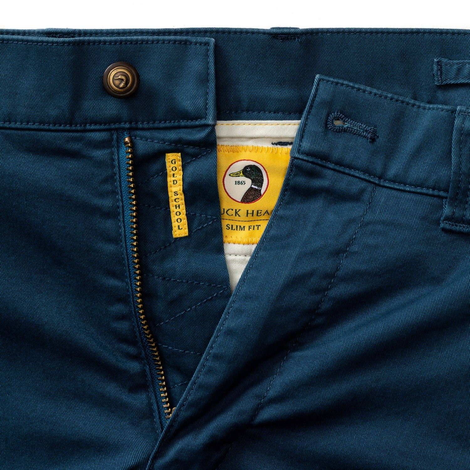 Duck Head Slim Fit Gold School Chino - Mallard Blue