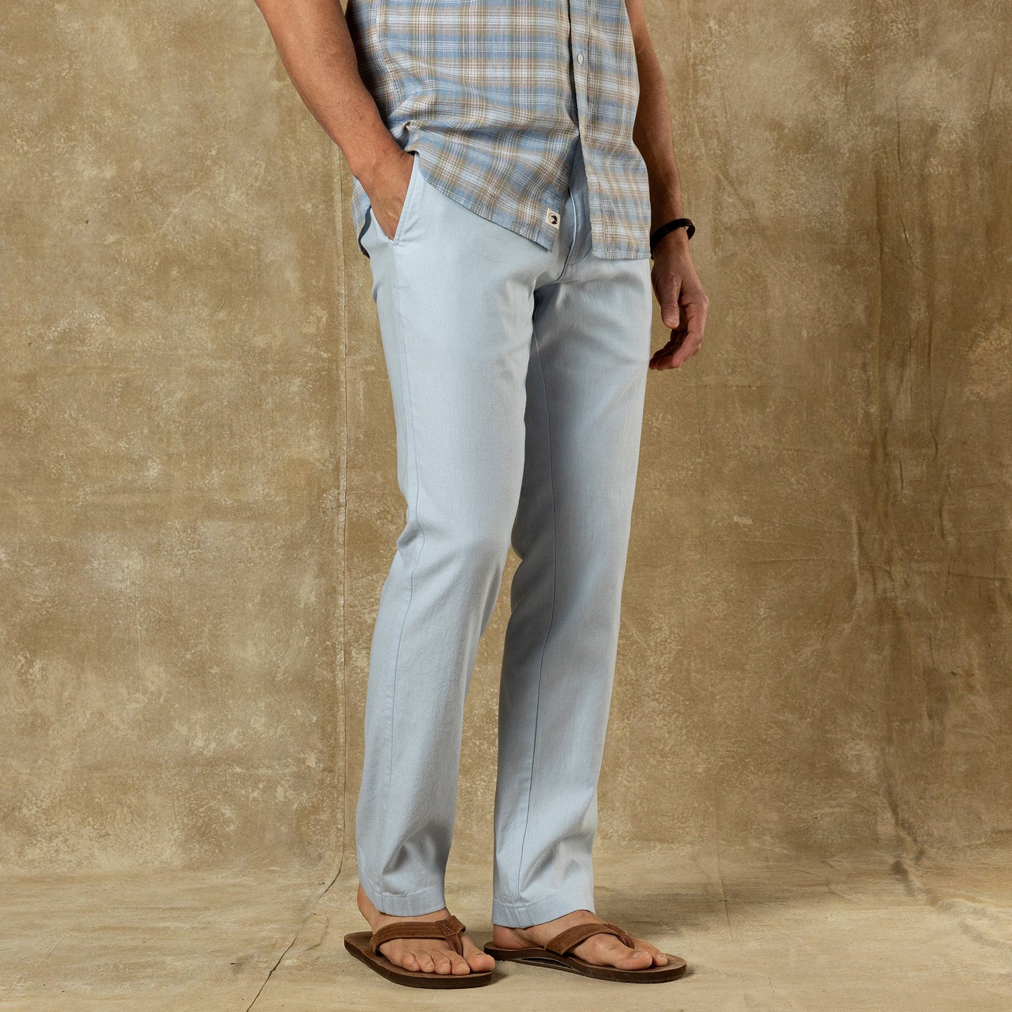 Duck Head Classic Fit Linen Gold School Chino - Heather Blue