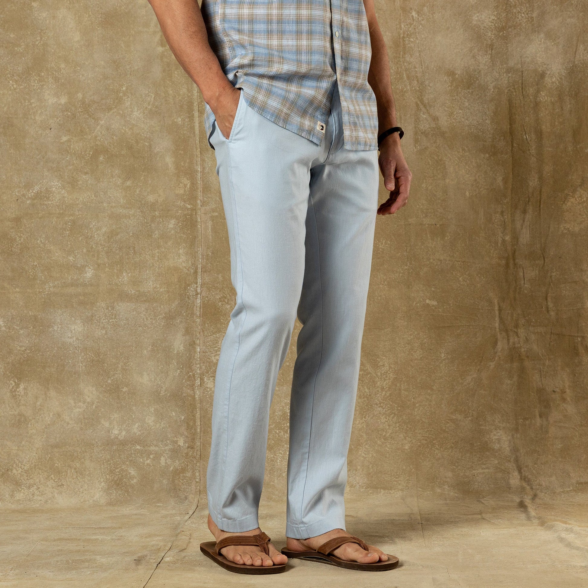 Duck Head Classic Fit Linen Gold School Chino - Heather Blue