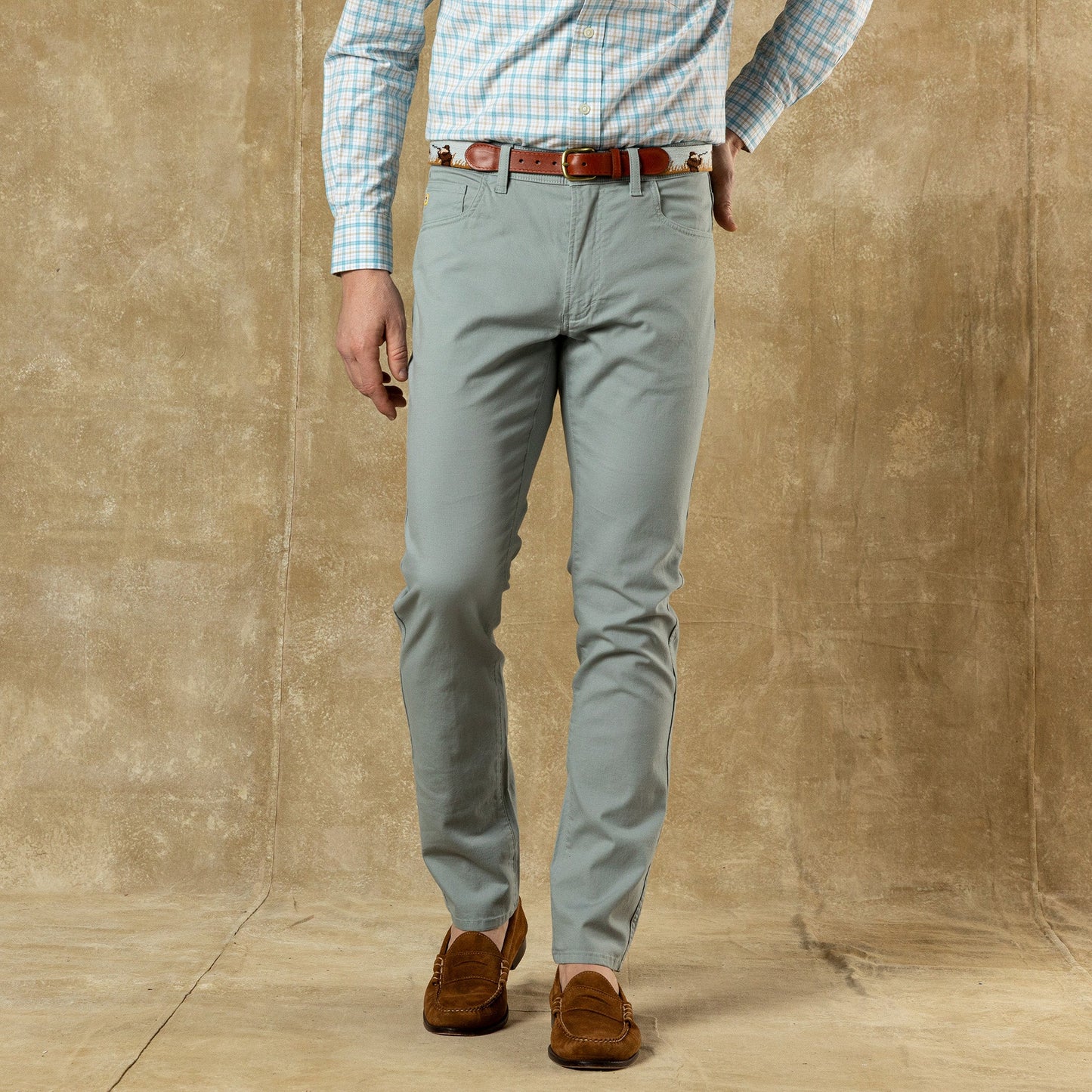 Duck Head Slim Fit Pinpoint Canvas Five-Pocket - Pewter Grey