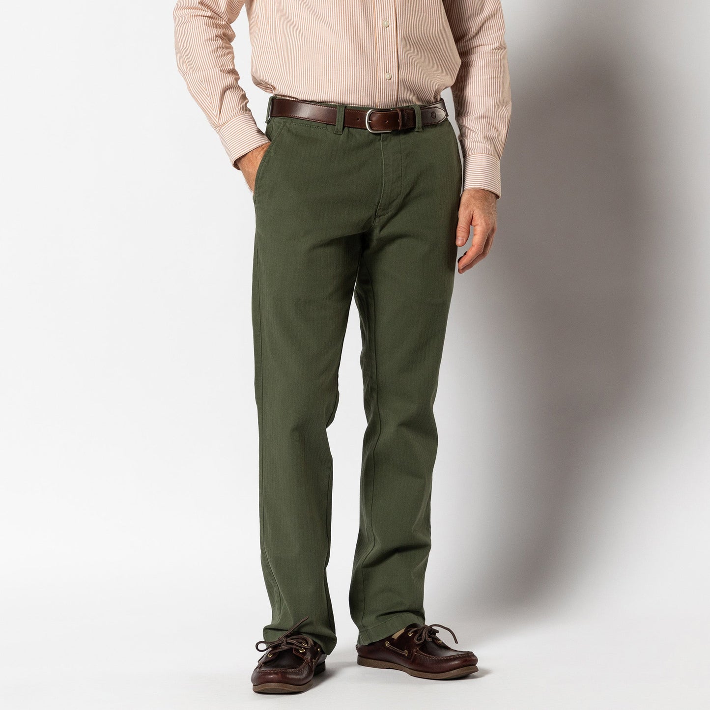 Duck Head Cotton Wool Herringbone Gold School Chino - Duck Green