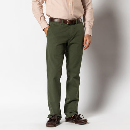 Duck Head Cotton Wool Herringbone Gold School Chino - Duck Green