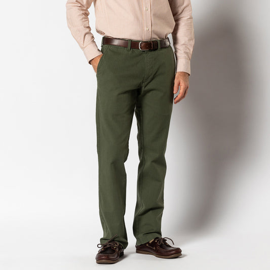 Duck Head Cotton Wool Herringbone Gold School Chino - Duck Green