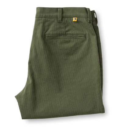 Duck Head Cotton Wool Herringbone Gold School Chino - Duck Green