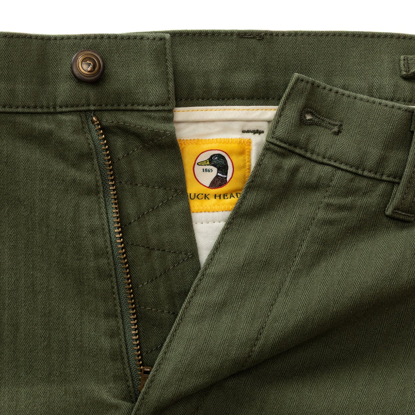 Duck Head Cotton Wool Herringbone Gold School Chino - Duck Green