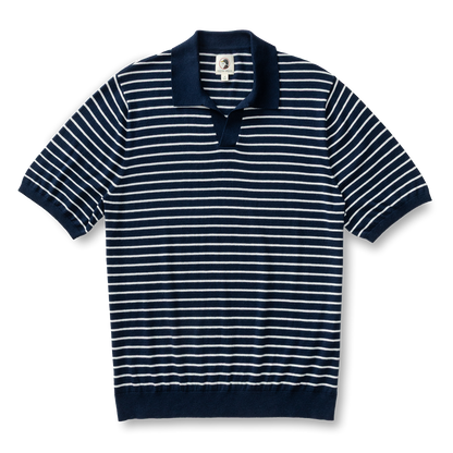 Duck Head Reeves Striped Sweater Polo - Navy