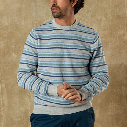 Duck Head Elmwood Crewneck Striped Pique Sweater - Heather Grey