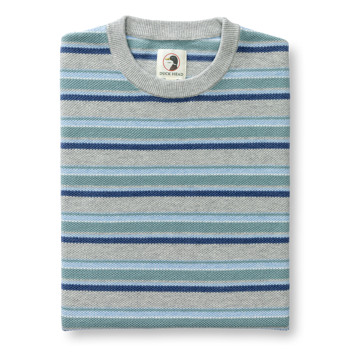Duck Head Elmwood Crewneck Striped Pique Sweater - Heather Grey