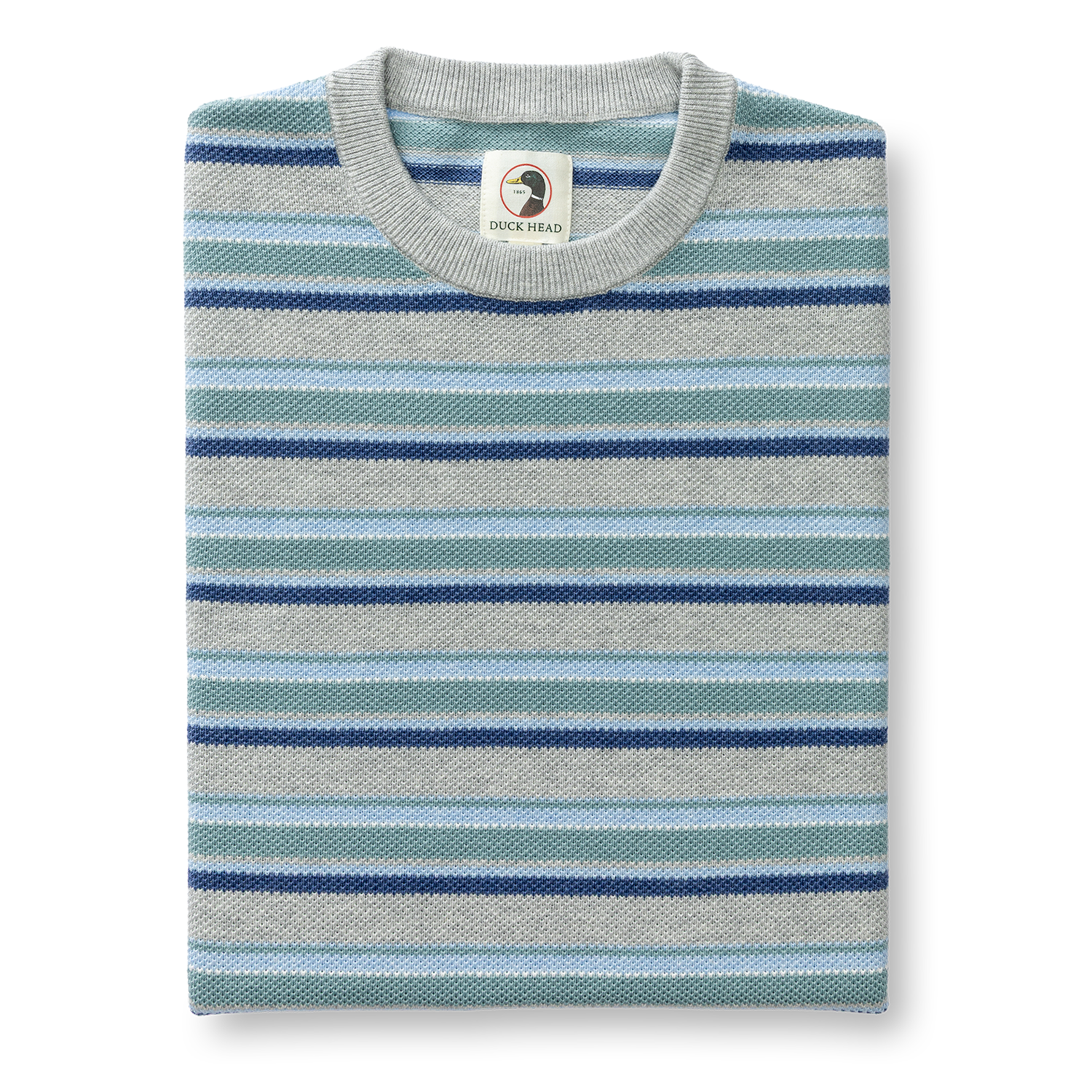 Duck Head Elmwood Crewneck Striped Pique Sweater - Heather Grey