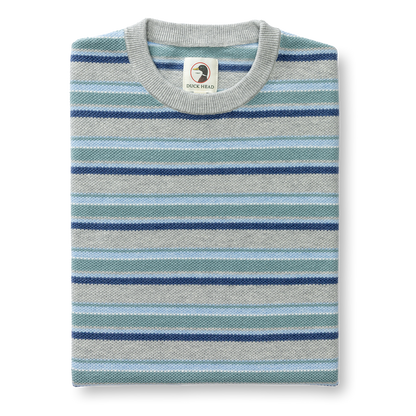 Duck Head Elmwood Crewneck Striped Pique Sweater - Heather Grey