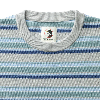 Duck Head Elmwood Crewneck Striped Pique Sweater - Heather Grey