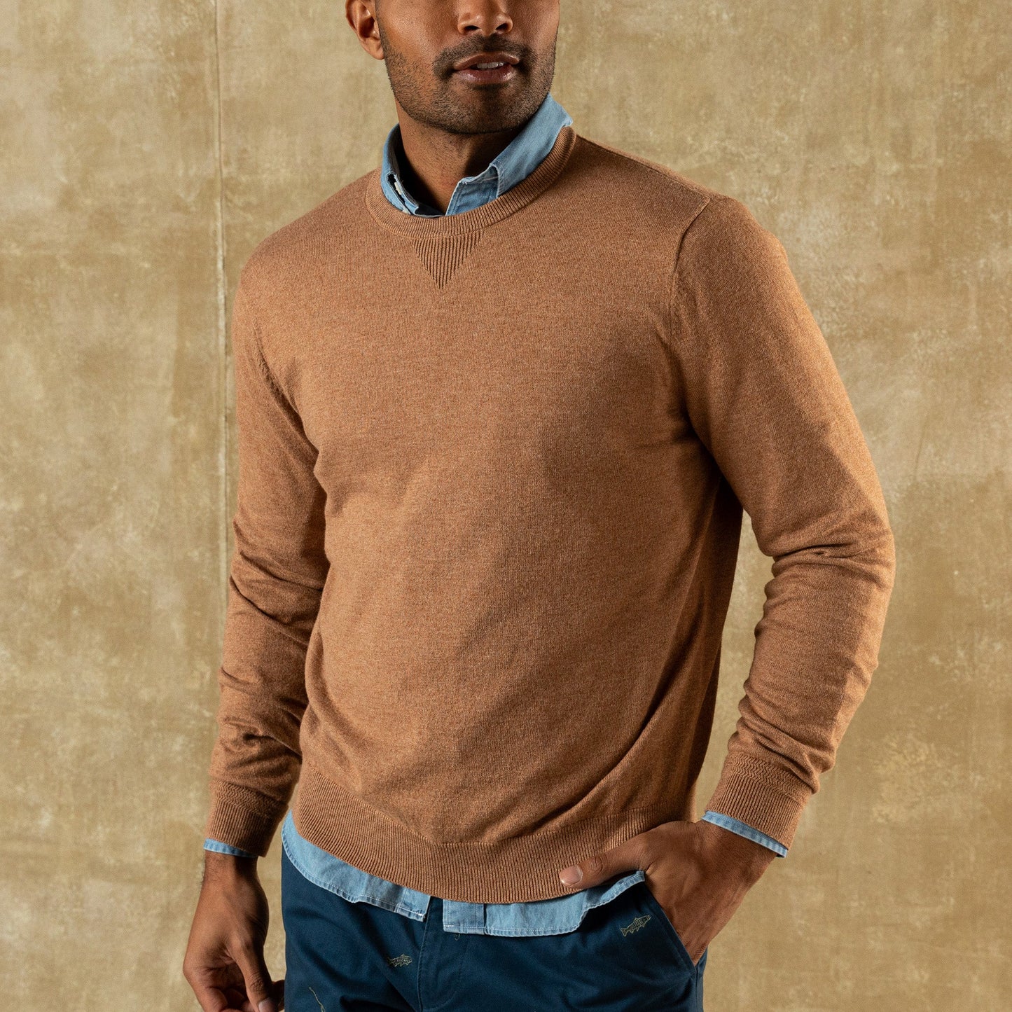 Duck Head Henson Jersey Crewneck Sweater - Clay Heather