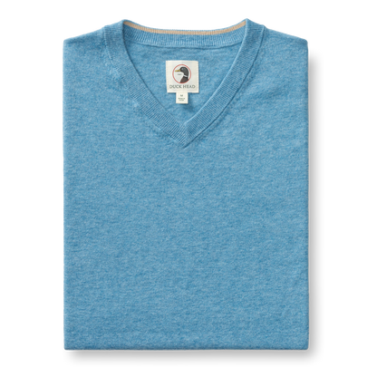 Duck Head Buckley Jersey V-Neck Sweater - Blue Heather