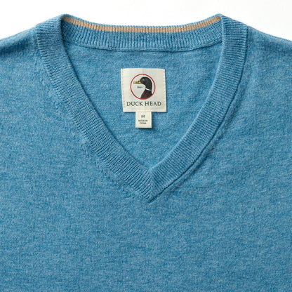 Duck Head Buckley Jersey V-Neck Sweater - Blue Heather