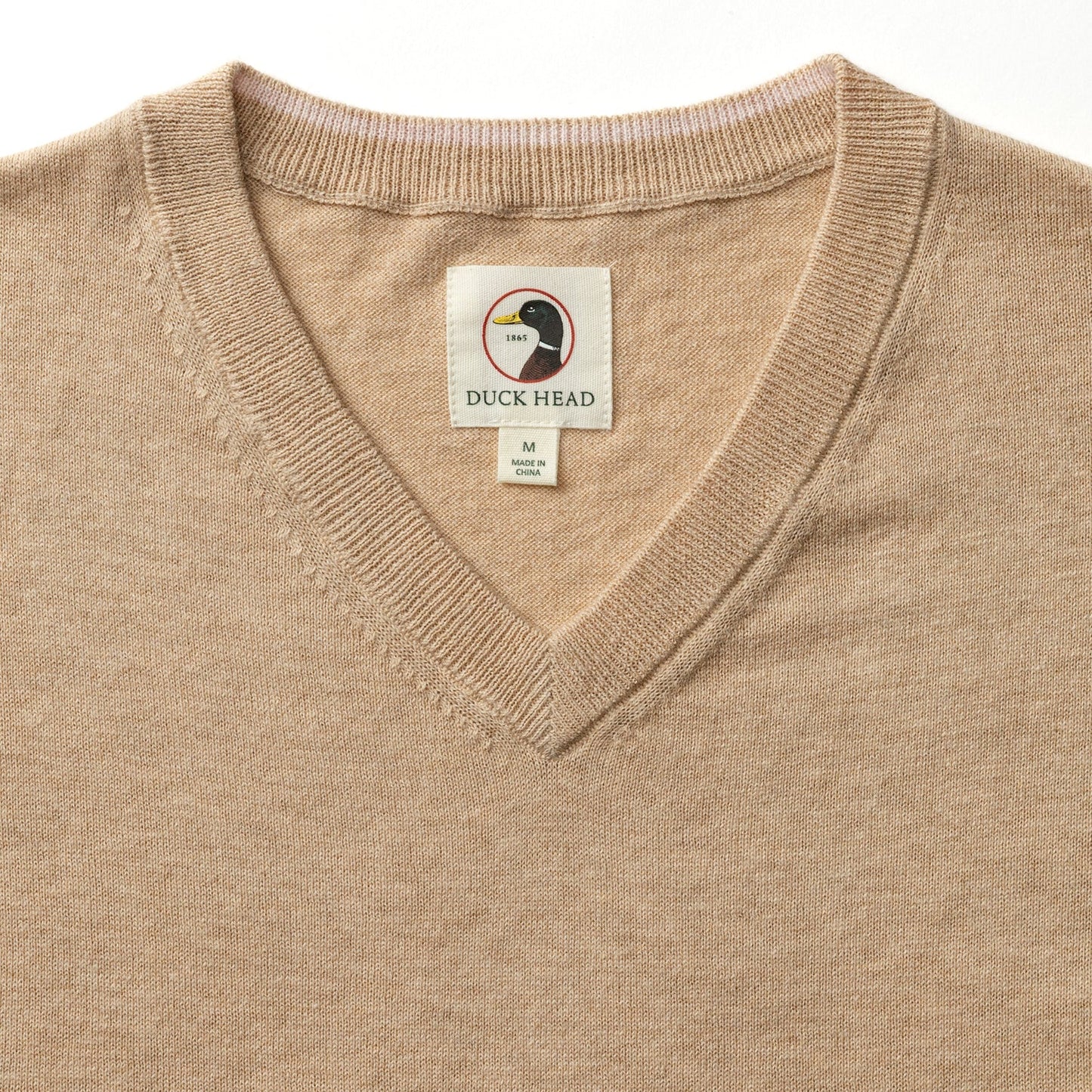 Duck Head Buckley Jersey V-Neck Sweater - Tan Heather
