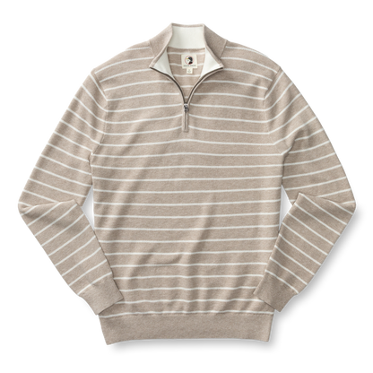 Duck Head Colton Pique 1/4 Zip Sweater - Khaki Heather