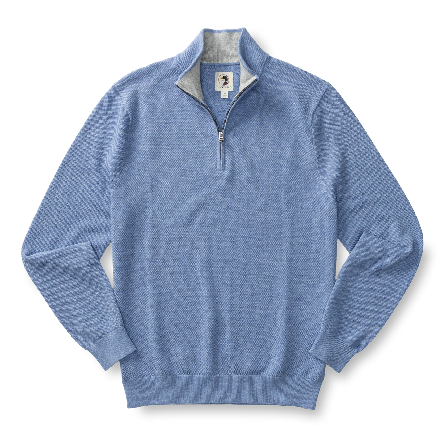 Duck Head Colton Pique 1/4 Zip Sweater - Chambray Blue Heather