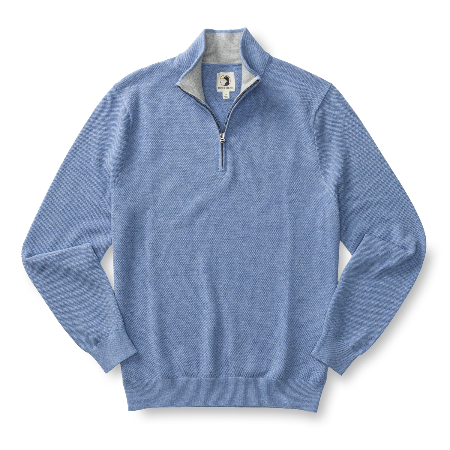 Duck Head Colton Pique 1/4 Zip Sweater - Chambray Blue Heather