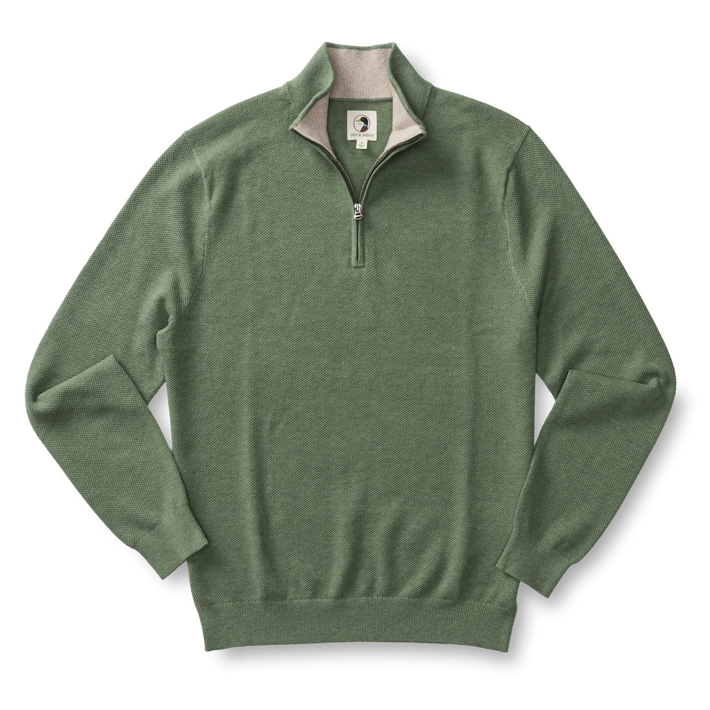 Duck Head Colton Pique 1/4 Zip Sweater - Oil Green Heather