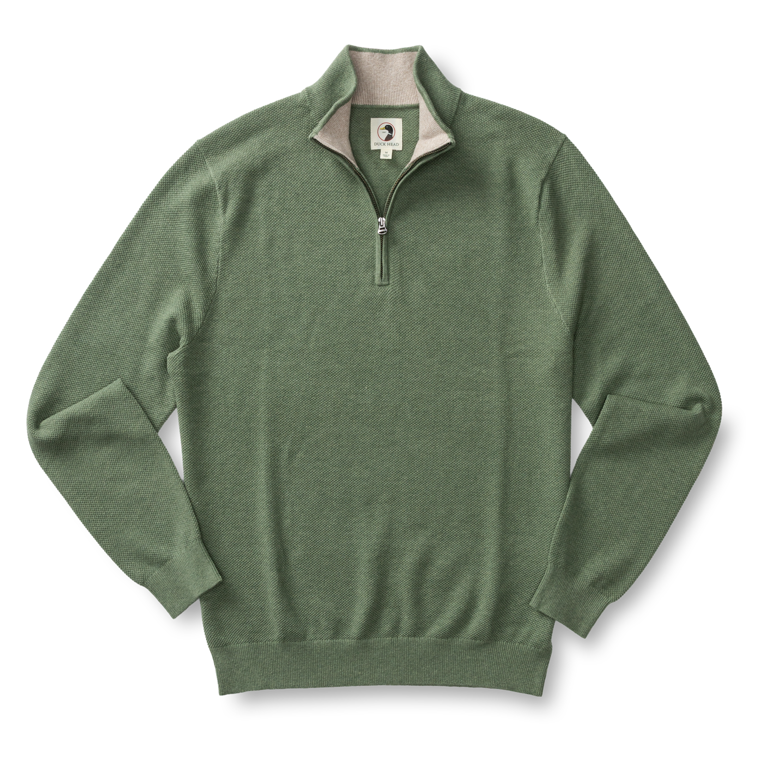 Duck Head Colton Pique 1/4 Zip Sweater - Oil Green Heather