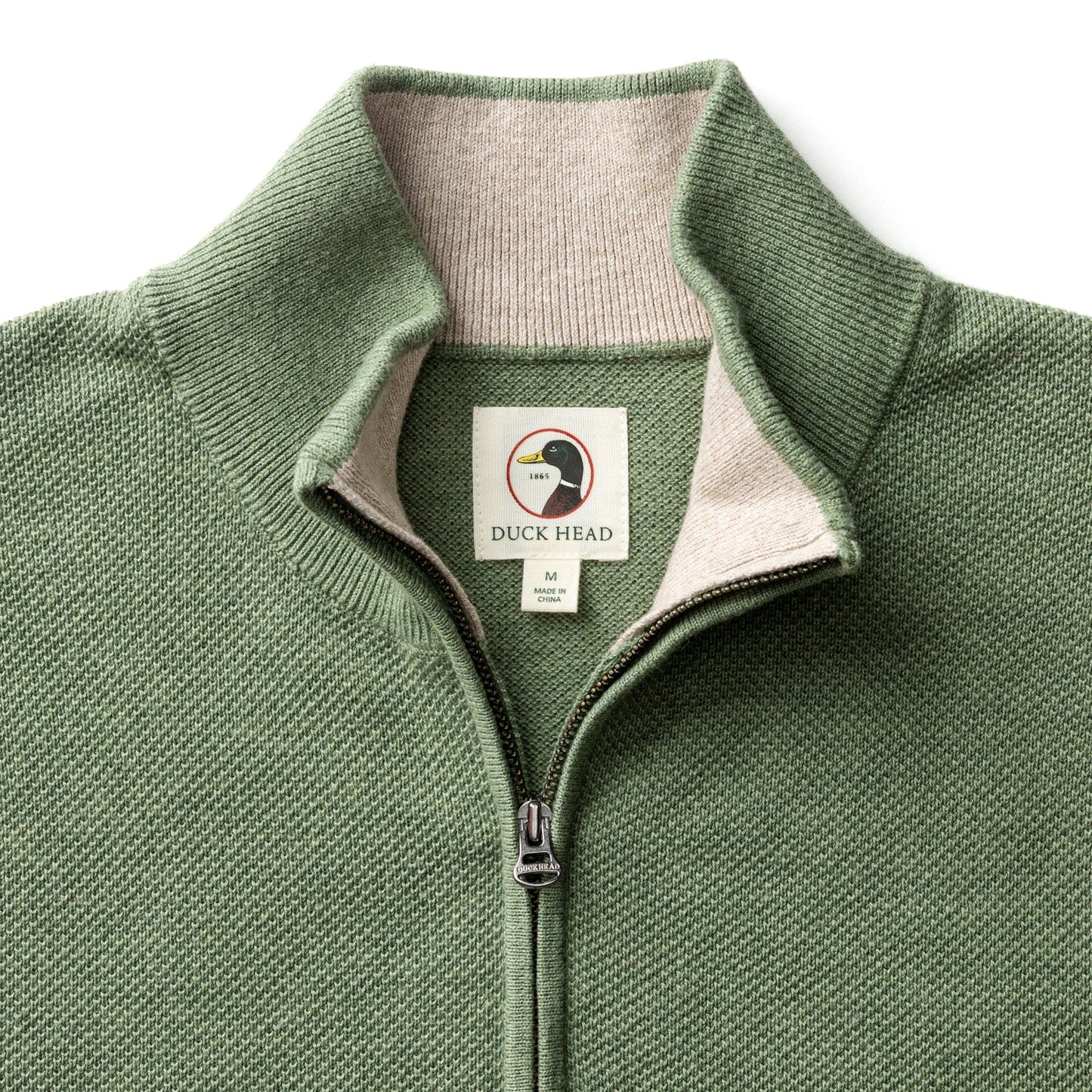 Duck Head Colton Pique 1/4 Zip Sweater - Oil Green Heather