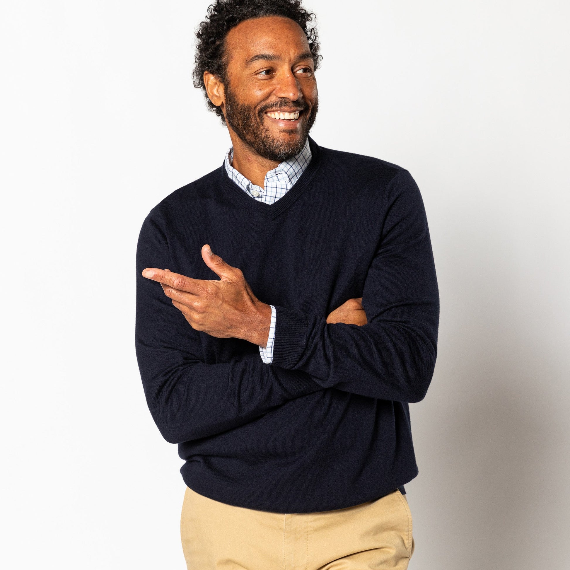 Duck Head Buckley Merino V-Neck Sweater - Navy