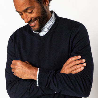 Duck Head Buckley Merino V-Neck Sweater - Navy