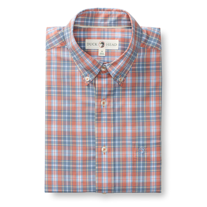 Duck Head Performance Poplin Sport Shirt - Jeffries Plaid - Rosewood