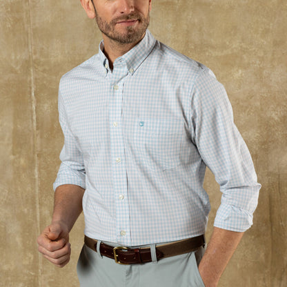 Duck Head Performance Poplin Sport Shirt - Stokes Plaid - Pale Pink