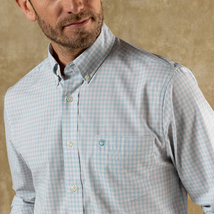 Duck Head Performance Poplin Sport Shirt - Stokes Plaid - Pale Pink