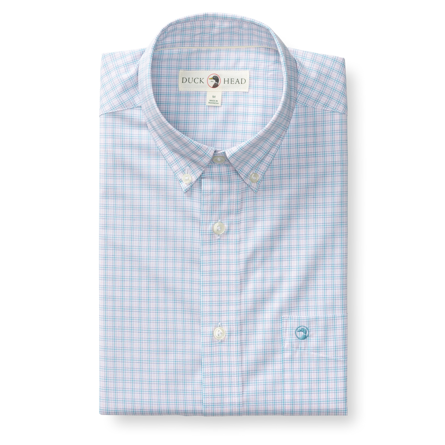 Duck Head Performance Poplin Sport Shirt - Stokes Plaid - Pale Pink