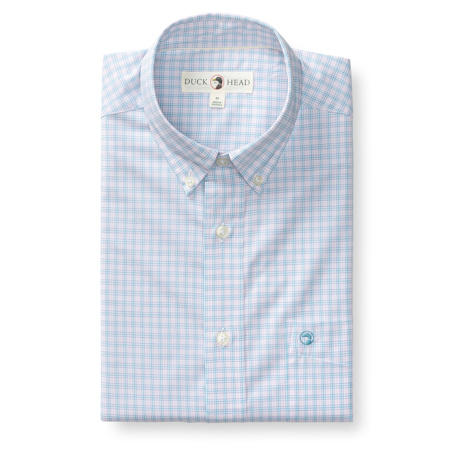 Duck Head Performance Poplin Sport Shirt - Stokes Plaid - Pale Pink
