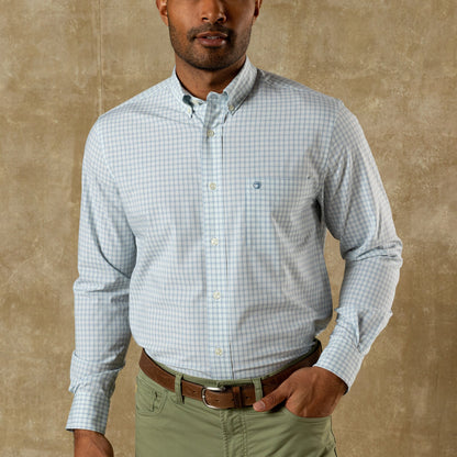 Duck Head Performance Poplin Sport Shirt - Stokes Plaid - Seafoam Green
