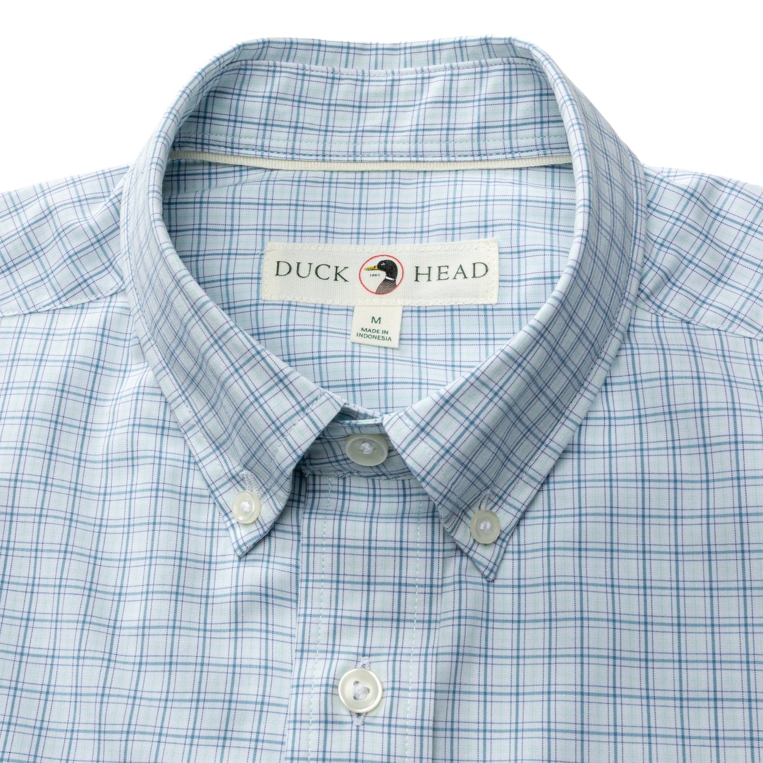Duck Head Performance Poplin Sport Shirt - Stokes Plaid - Seafoam Green