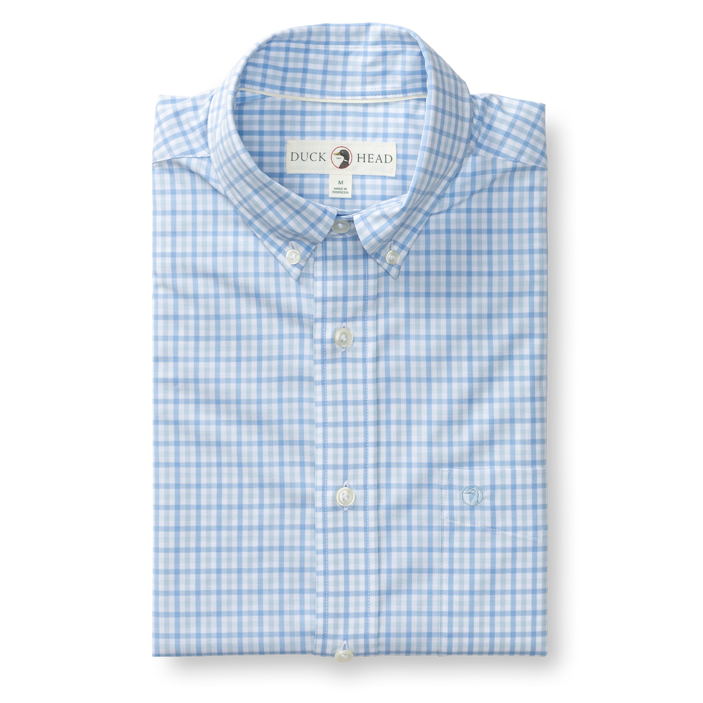 Duck Head Performance Poplin Sport Shirt - Shaw Gingham - Sky Blue