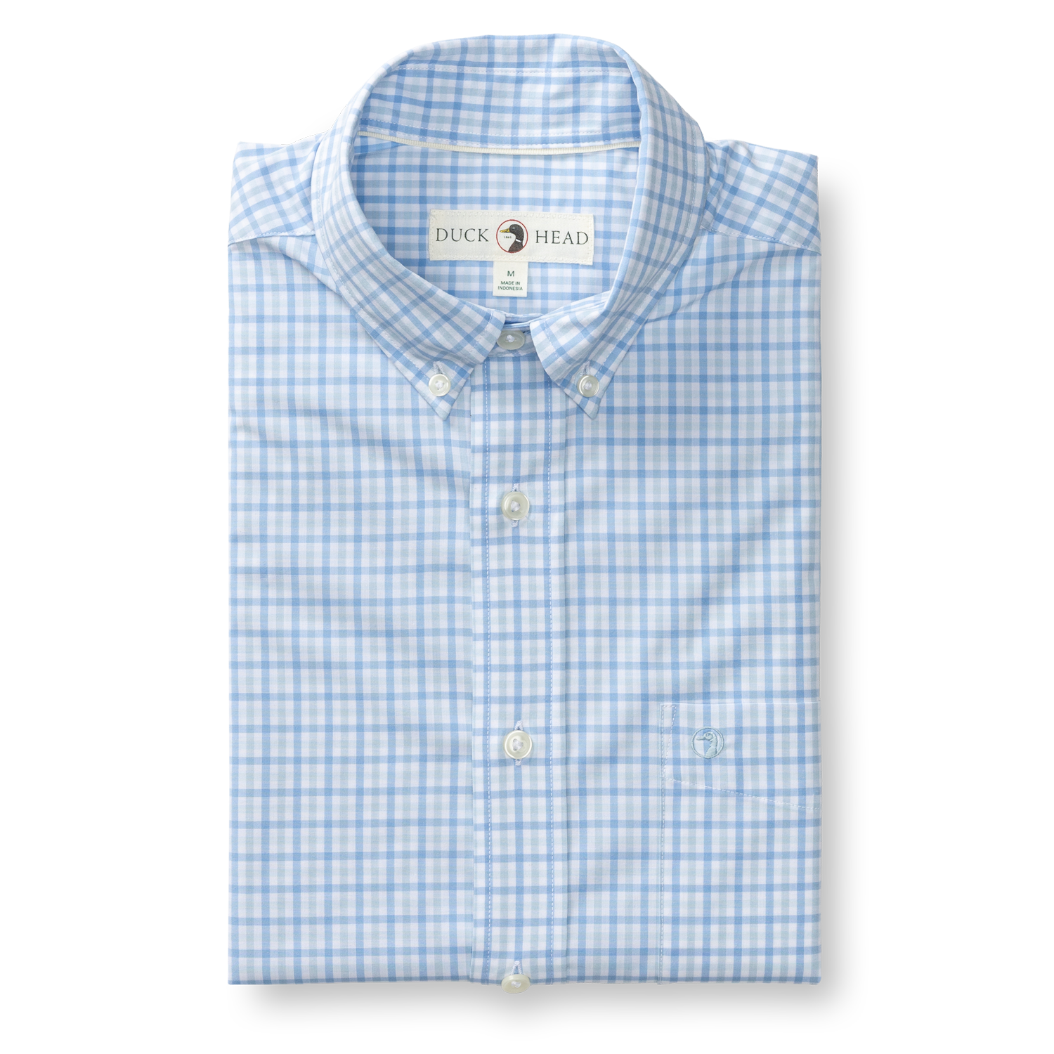 Duck Head Performance Poplin Sport Shirt - Shaw Gingham - Sky Blue