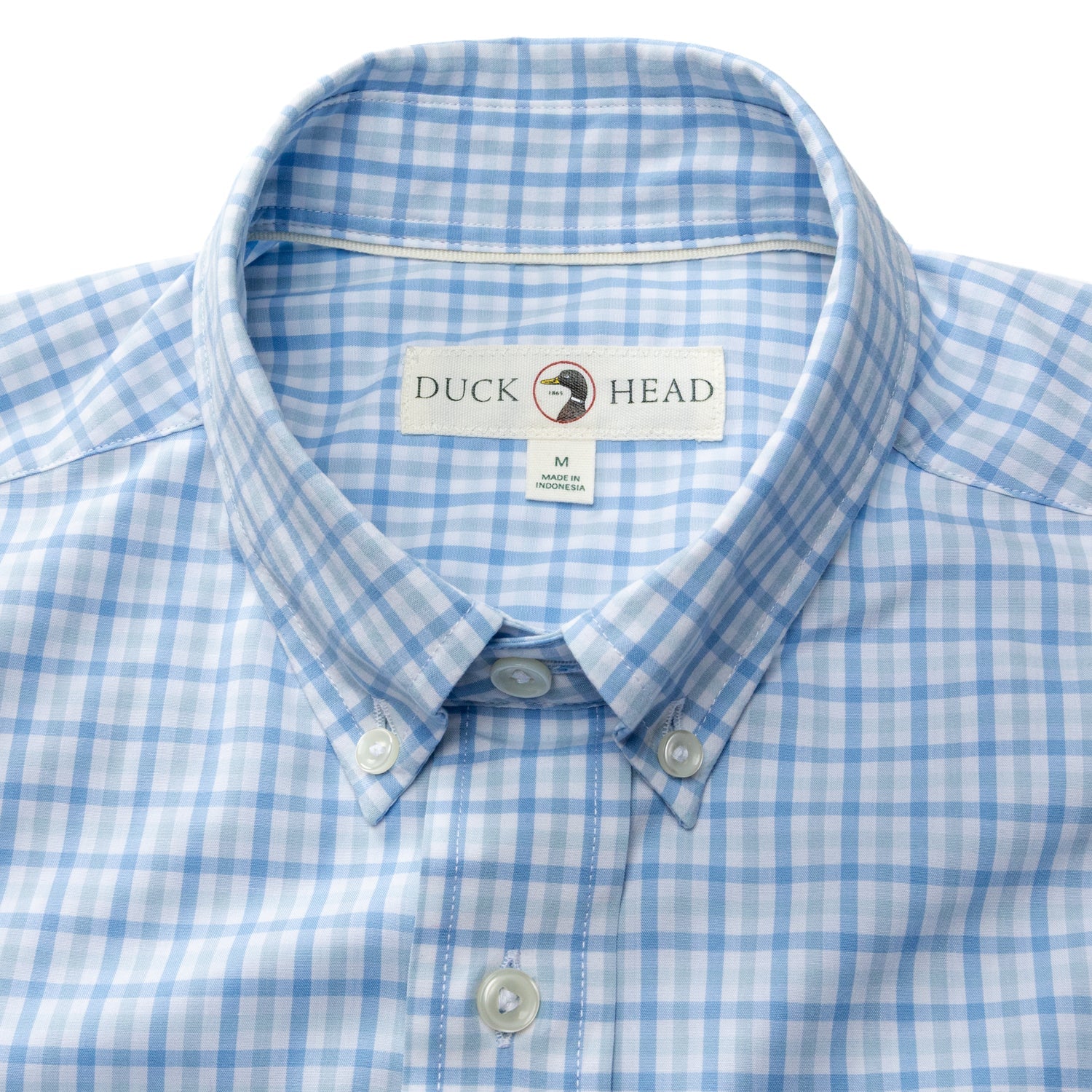 Duck Head Performance Poplin Sport Shirt - Shaw Gingham - Sky Blue