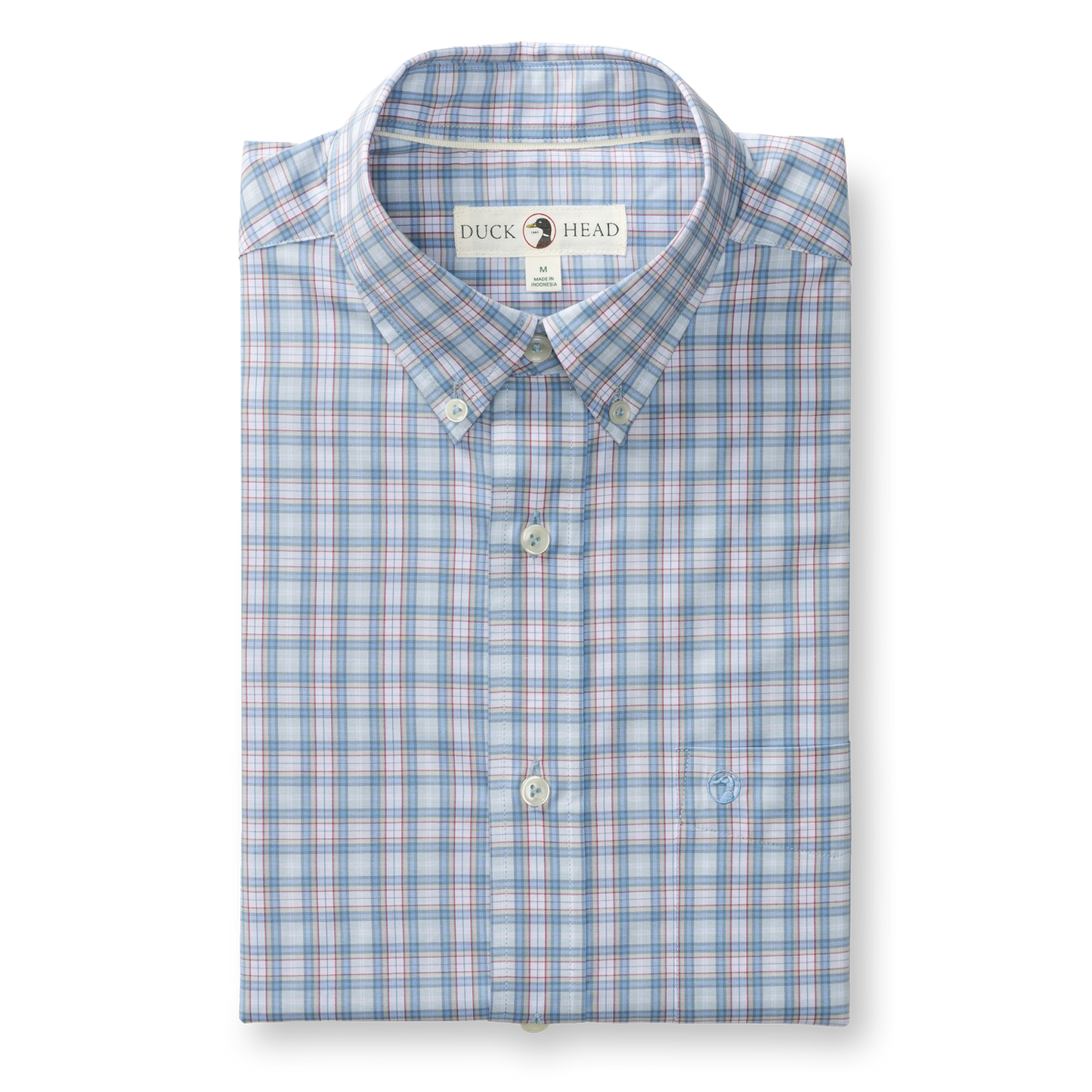 Duck Head Performance Poplin Sport Shirt - Mayville Plaid - Light Blue