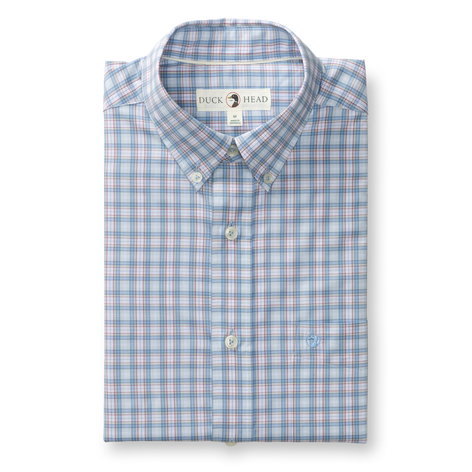 Duck Head Performance Poplin Sport Shirt - Mayville Plaid - Light Blue