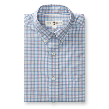 Duck Head Performance Poplin Sport Shirt - Mayville Plaid - Light Blue