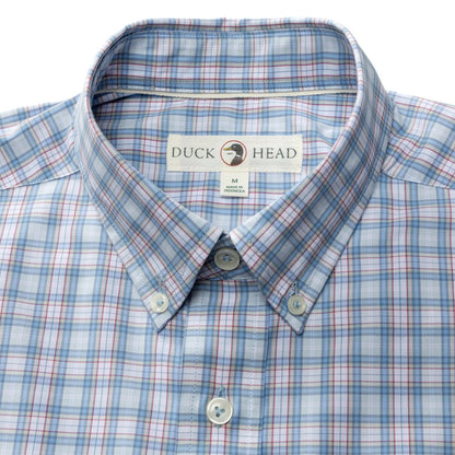 Duck Head Performance Poplin Sport Shirt - Mayville Plaid - Light Blue