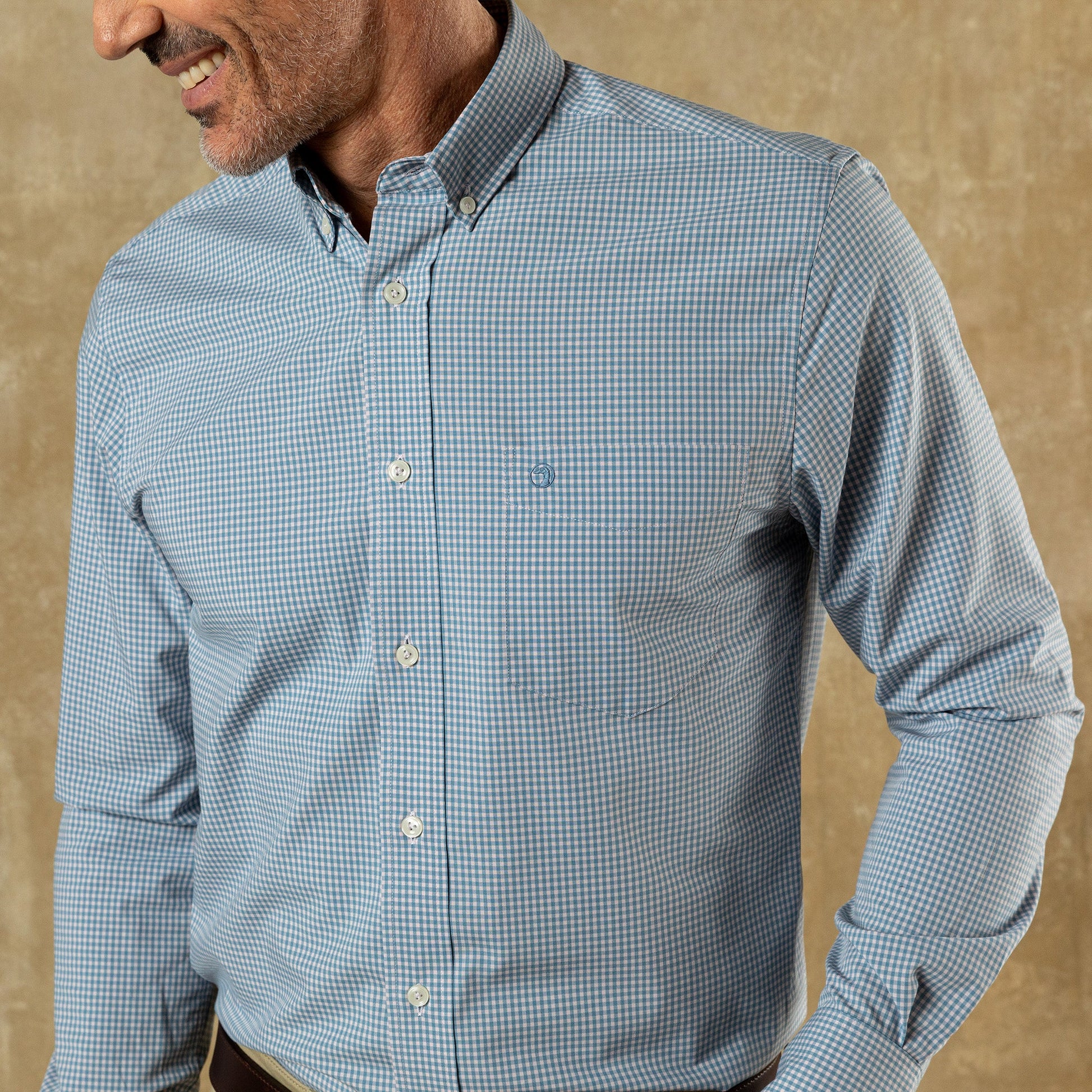 Duck Head Performance Poplin Sport Shirt - Lyle Gingham - Pale Pink