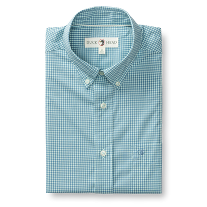 Duck Head Performance Poplin Sport Shirt - Lyle Gingham - Seafoam Green