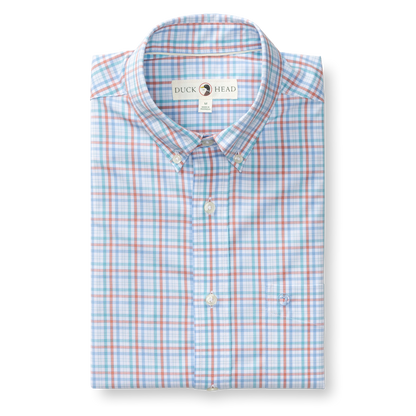 Duck Head Performance Poplin Sport Shirt - Brody Plaid - Rosewood