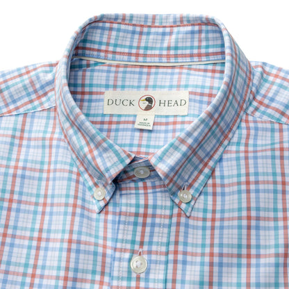 Duck Head Performance Poplin Sport Shirt - Brody Plaid - Rosewood