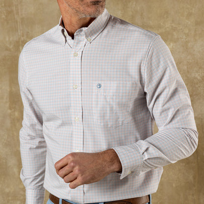 Duck Head Performance Poplin Sport Shirt - Joiner Plaid - Coral